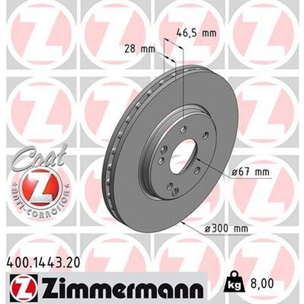 Zimmermann Brake Disc - Standard/Coated, 400.1443.20 400.1443.20 - main